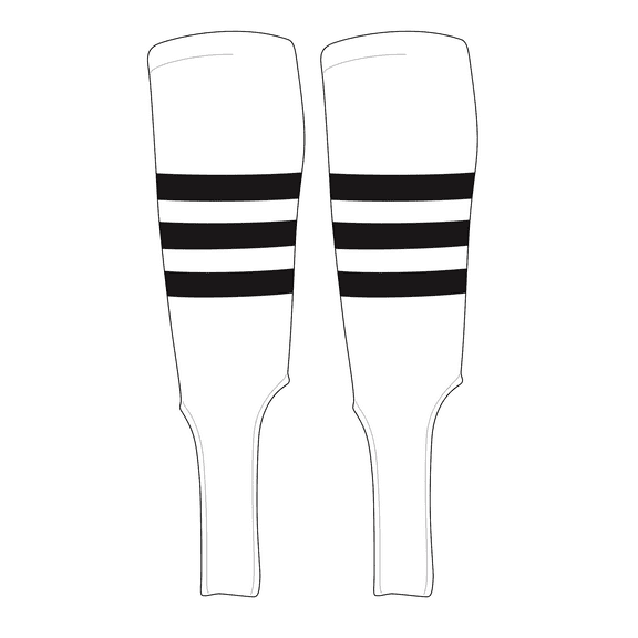 MK Socks Traditional Baseball Stirrups Pattern A-7 White, Black (L)