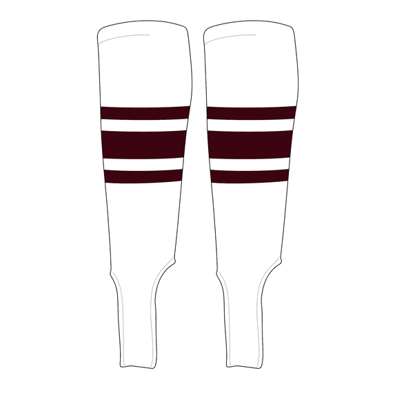 MK Socks Traditional Baseball Stirrups Pattern B-5 White, Maroon (S)