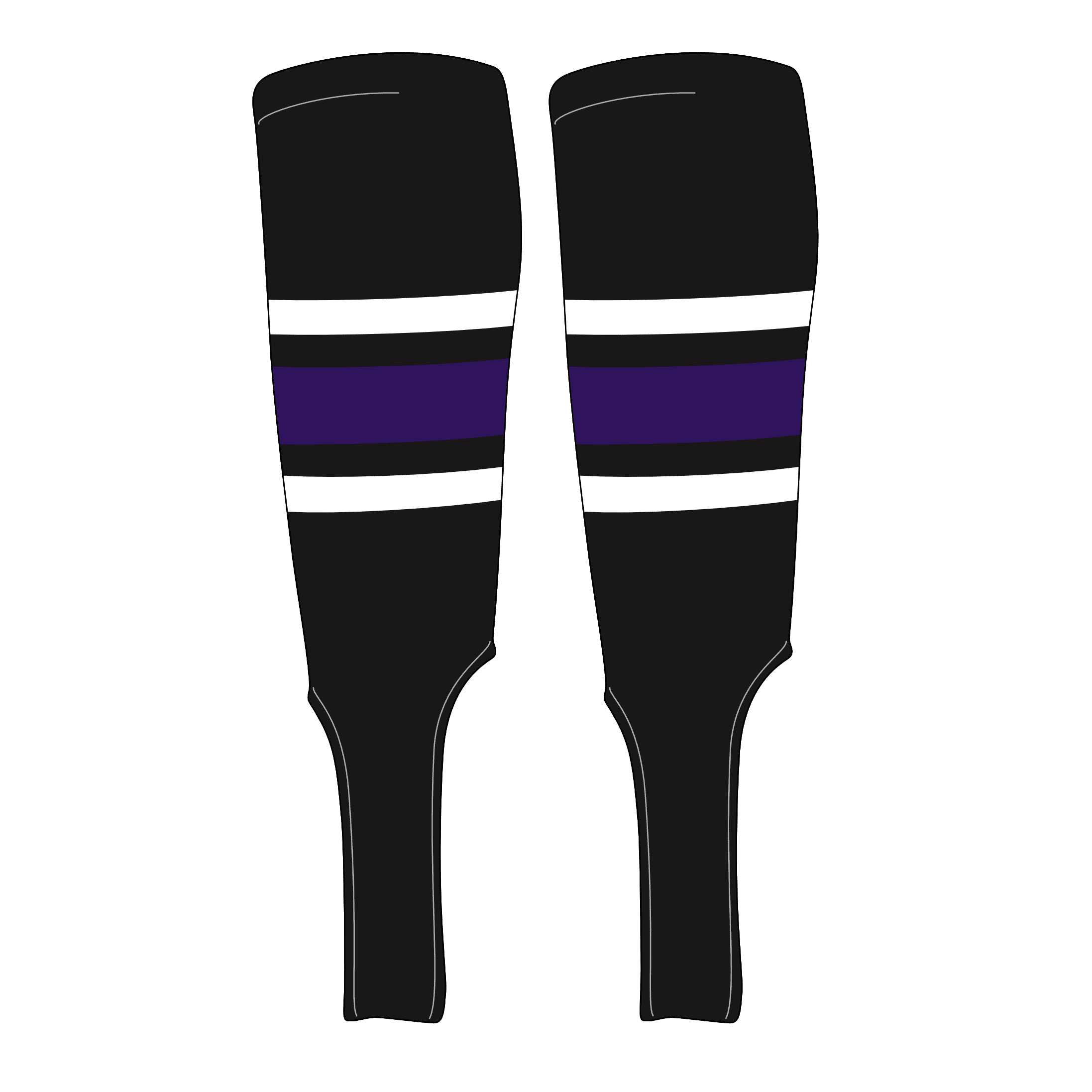 MK Socks Traditional Baseball Stirrups Pattern B7 Black, White, Purple (L)