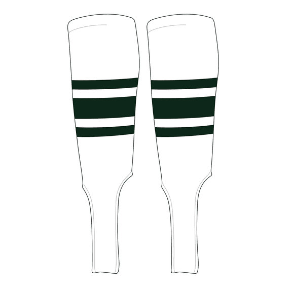 MK Socks Traditional Baseball Stirrups Pattern B-7 White, Forest Green