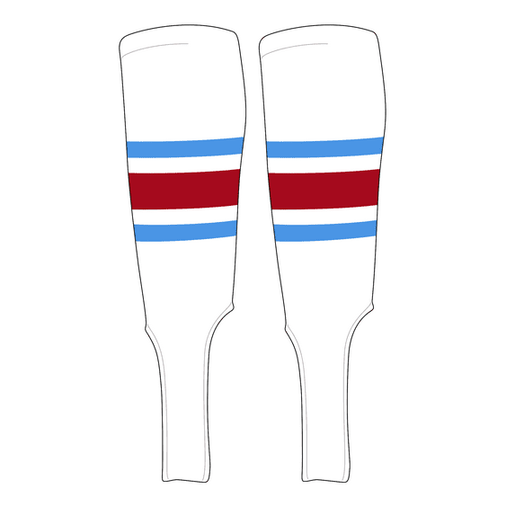 MK Socks Traditional Baseball Stirrups Pattern B-7 White, Sky Blue, Red (S)
