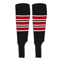 MK Socks Traditional Baseball Stirrups Pattern C-5 Black, White, Red (S)