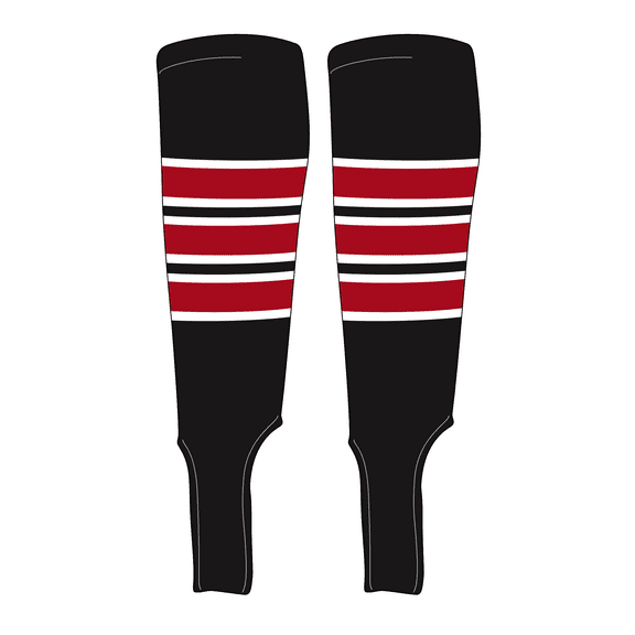 MK Socks Traditional Baseball Stirrups Pattern C-5 Black, White, Red (S)