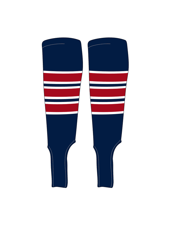 Traditional Baseball Stirrups Pattern C-5 Navy, White, Red