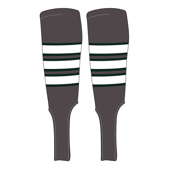 MK Socks Traditional Baseball Stirrups Pattern C-7 Graphite, Forest Green, White