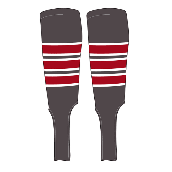 MK Socks Traditional Baseball Stirrups Pattern C-7 Graphite, White, Red