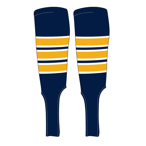 MK Socks Traditional Baseball Stirrups Pattern C-7 Navy, White, Gold