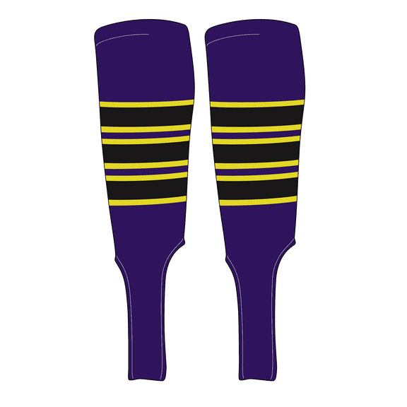 MK Socks Traditional Baseball Stirrups Pattern C-7 Purple, Bright Yellow, Black (M)
