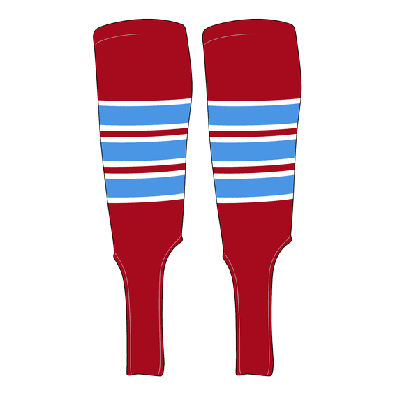 MK Socks Traditional Baseball Stirrups Pattern C-7 Red, White, Sky Blue (L)