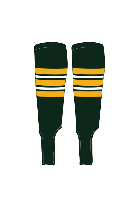 Traditional Baseball Stirrups Pattern E-5 Forest Green, Gold, White (L)