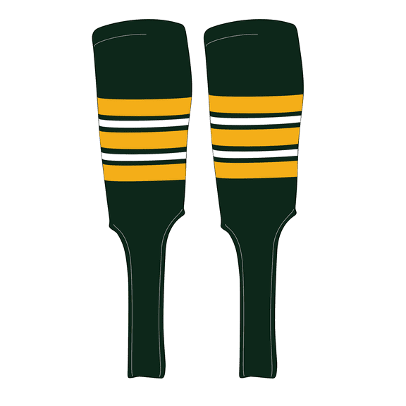 MK Socks Traditional Baseball Stirrups Pattern E-9 Forest Green, Gold, White (M)
