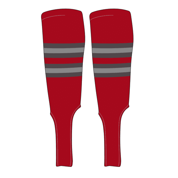 MK Socks Traditional Baseball Stirrups Pattern F-7 Red, Graphite, Silver