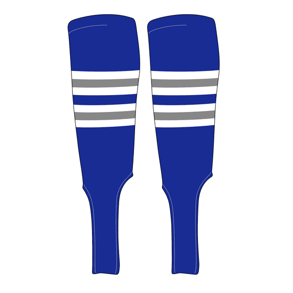 MK Socks Traditional Baseball Stirrups Pattern F-7 Royal, White, Silver (S)