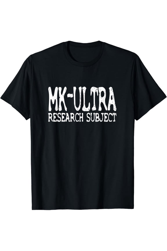 MK-Ultra Research Subject Retro Graphic T-Shirt - Distressed Conspiracy Theory Unisex Adult Tee - Vintage Style Black Cotton Top