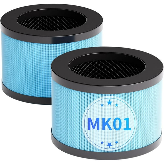 MK06 MK01 True HEPA Replacement Filter Compatible with AROEVE MK01 MK06 and Kloudi DH-JH01 Air Purifier, Standard Version, 2 Pack