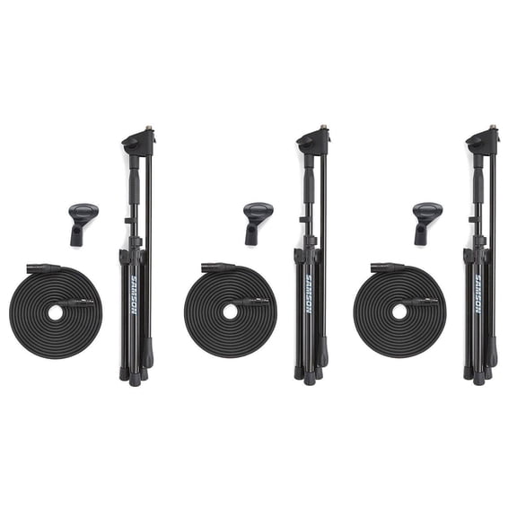 MK10 Plus - Lightweight Microphone Boom Stands with Mic Clips and Cables Set