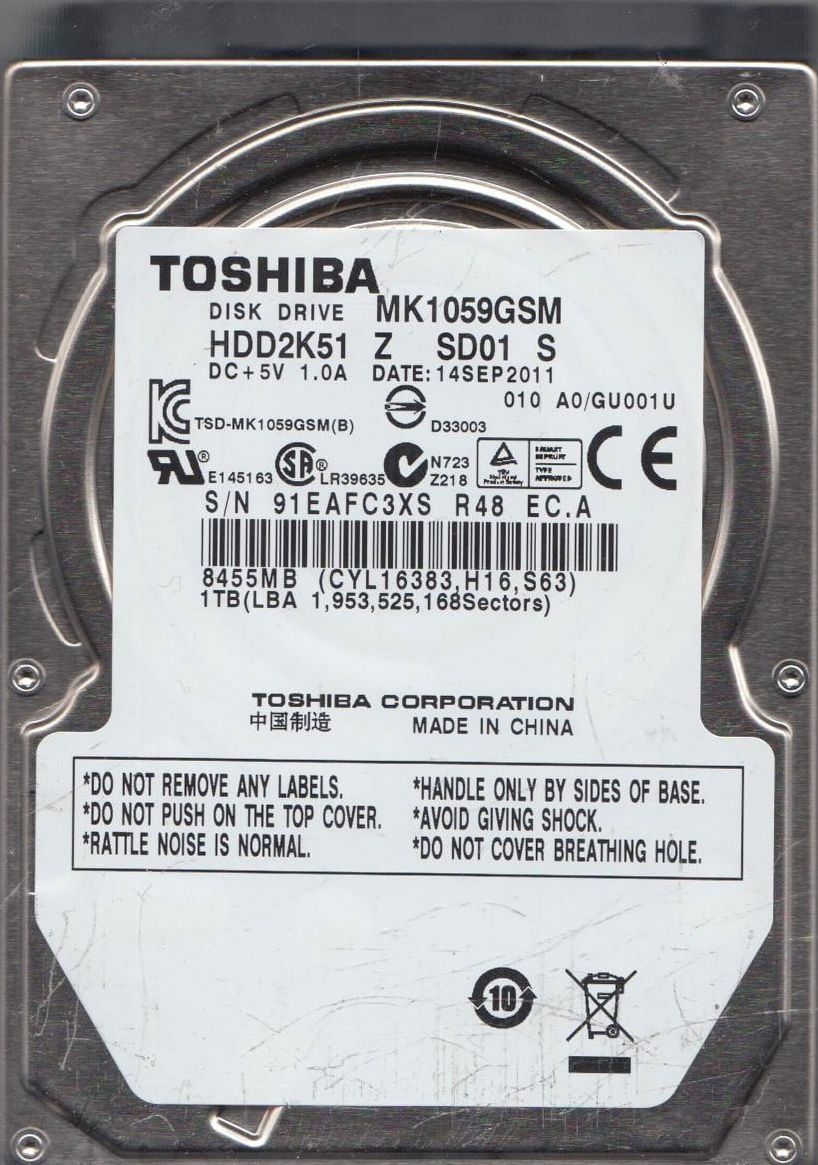 MK1059GSM, A0/GU001U, HDD2K51 Z SD01 S, Toshiba 1TB SATA 2.5 Hard Drive