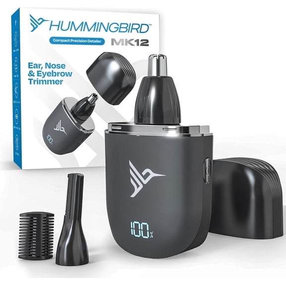MK12 Ear & Nose Hair Trimmer for Men Compact Precision Detailer for Nose, Ears, Eyebrows & Sideburns, Portable, Waterproof, USB C Rechargeable, LED Display