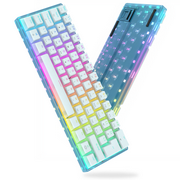 MK21 60% Mechanical Keyboard Wired,Hot Swap Red Switch,19 RGB Backlit Wired with Pudding Keycaps