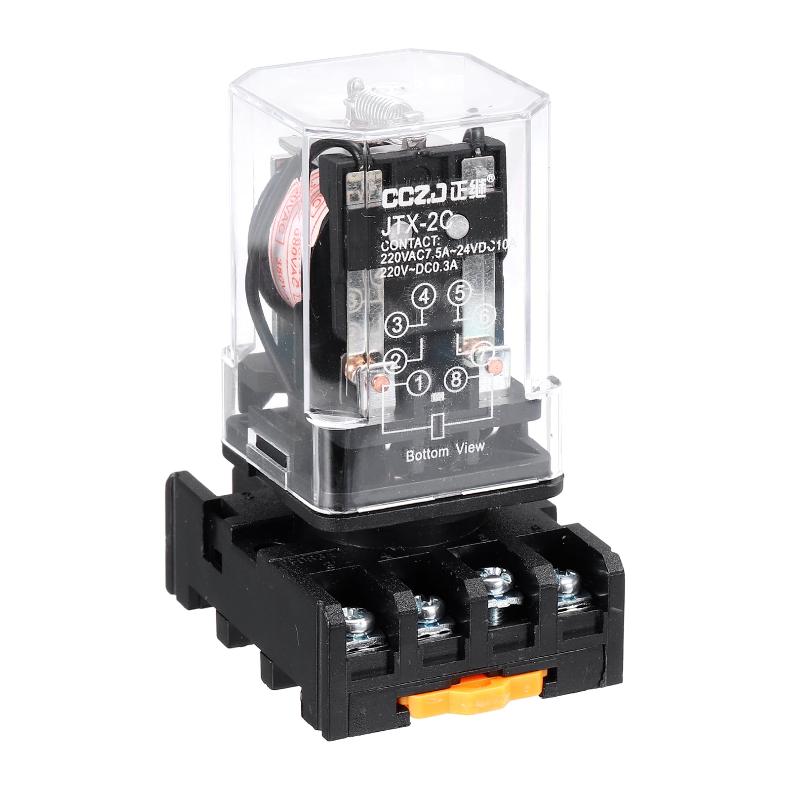 Weasch RFT2CO512L Power Relay - AC 12V Coil, 8 Pin DPDT 8A, With Socket Base & LED Indicator