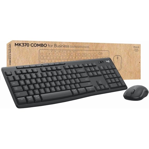 MK370 Combo for Business, Wireless Full-Size Keyboard and Wireless Mouse, Secure Logi Bolt USB Receiver, Bluetooth, Globally Certified Windows/Mac/Chrome, Linux - Graphite