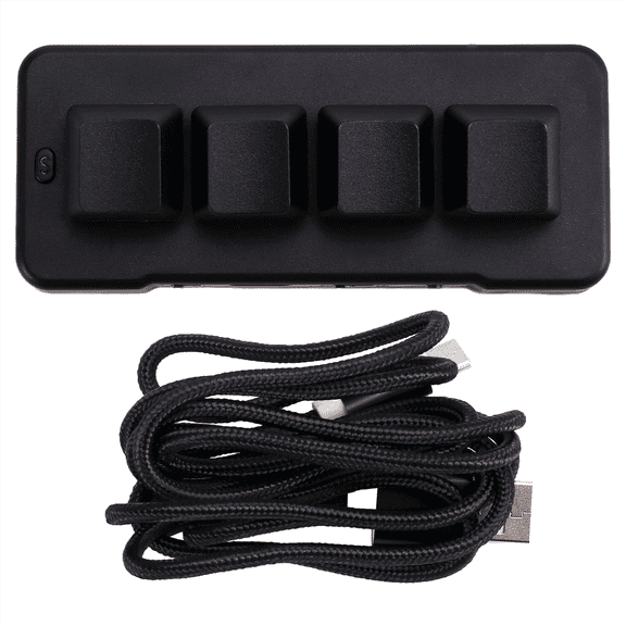 MK424BT 4-Key Mini Customized Keyboard with Mechanical Blue Switch Bluetooth+Usb Connection for Office Game Multimedia A