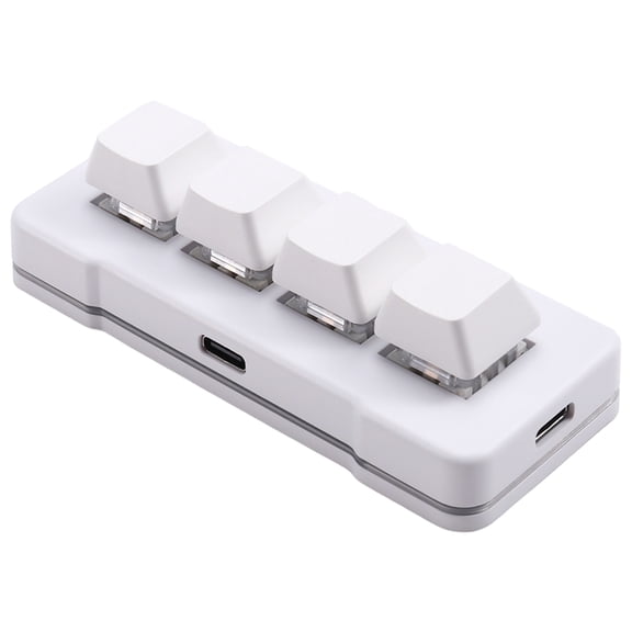 MK424U 4-Key Mini Customized Keyboard with Mechanical Blue Switch USB Connection for Game Multimedia White