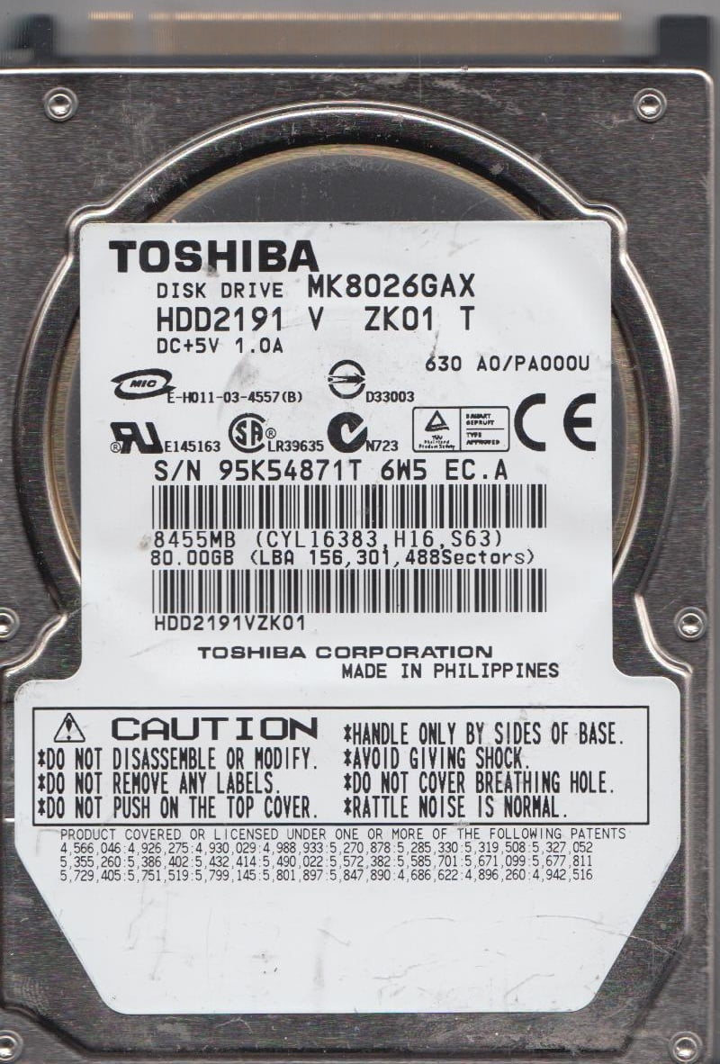 Toshiba mk8026gax 80 GB(中古品) | ヤマダウェブコム