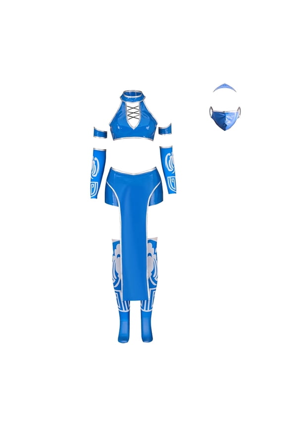 MK9 Costume Sexy Women Blue Bikini Set Combat Uniform Suit