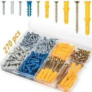 MKDAQIQIU Drywall Anchors and Screws Kit, 270PCS Galvanized Screws and Wall Plug Bolts, 1 Box
