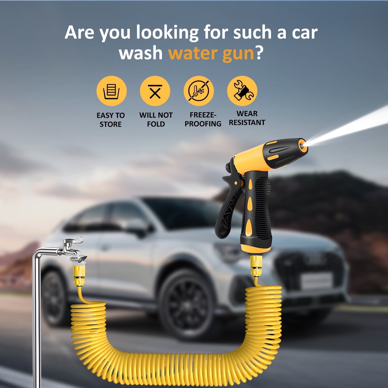 MKDAQIQIU High-Pressure Washing Gun, Car Wash Foam Gun Telescoping 1 Pack