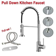 Pull Down Kitchen Faucet with Sprayer - Stainless Steel High Pressure Single Handle Faucet, Easy Install 360° Swivel for Sinks, Lead-Free & Watersense Certified