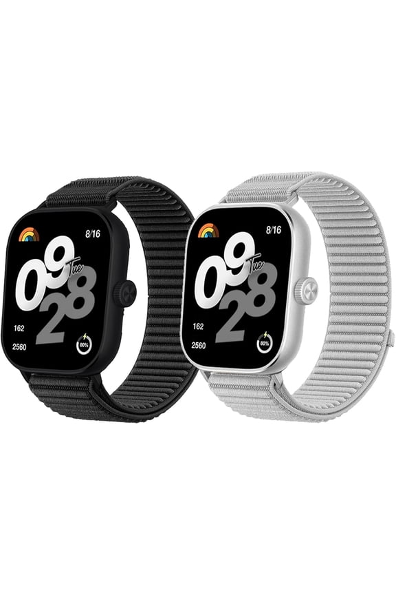 -2 Pack Nylon Bands Compatible with Xiaomi Mi Smart Band 9 Pro/8 Pro Redmi Watch 5/4, Wavy Soft Breathable Hook & Loop Watch Strap Replacement for Men Women