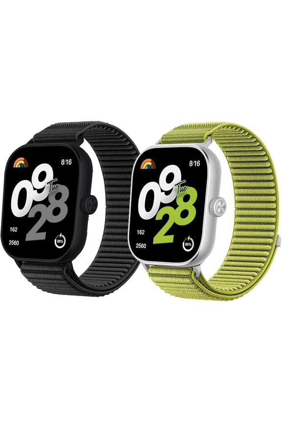 -2 Pack Nylon Bands Compatible with Xiaomi Mi Smart Band 9 Pro/8 Pro Redmi Watch 5/4, Wavy Soft Breathable Hook & Loop Watch Strap Replacement for Men Women