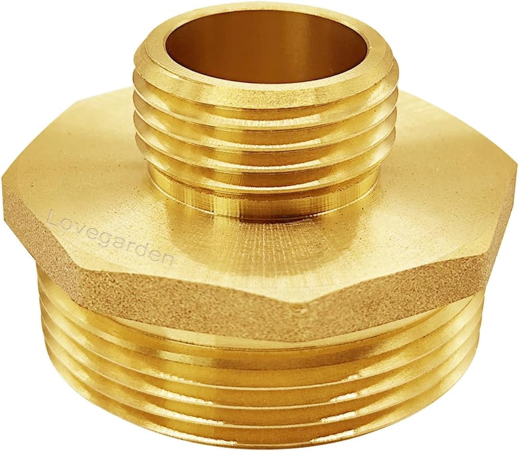 MKEUDQ-1-1/2\u201d NPT x 3/4\u201d GHT Male Connector, Brass Garden Hose Adapter to Industrial, Kitchen, Irrigation, Shower, RV Outdoor Water Supply Line Pipe Fitting