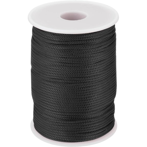 MKEUDQ-1/12 Inch Polypropylene Rope Braided Ropes, 328ft Nylon Rope Hollow Utility Cord for Clothesline, Camping, Hiking, Outdoor, Black
