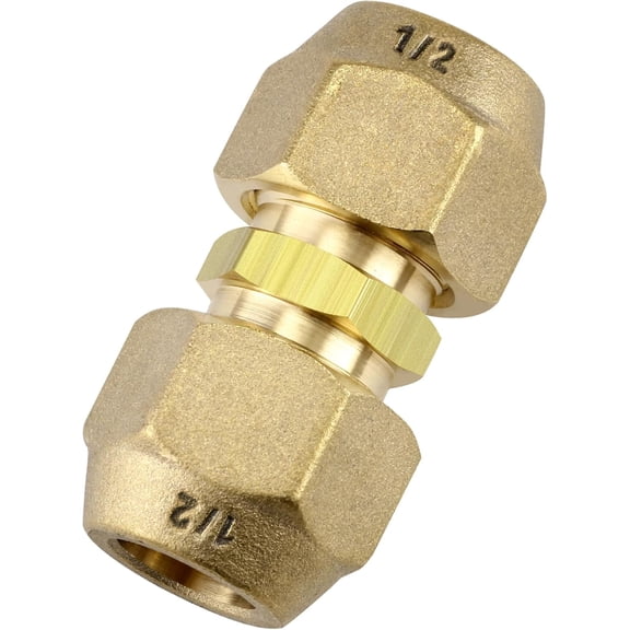 MKEUDQ-1/2-Inch AC Pipe Joint Connectors, Free Welding Brass Pipe Coupler Adapters for Air Conditioning Copper Pipe Connection, including 2Pcs Flare Nuts, Works for Butt Copper Tube Diameter 1/2" or