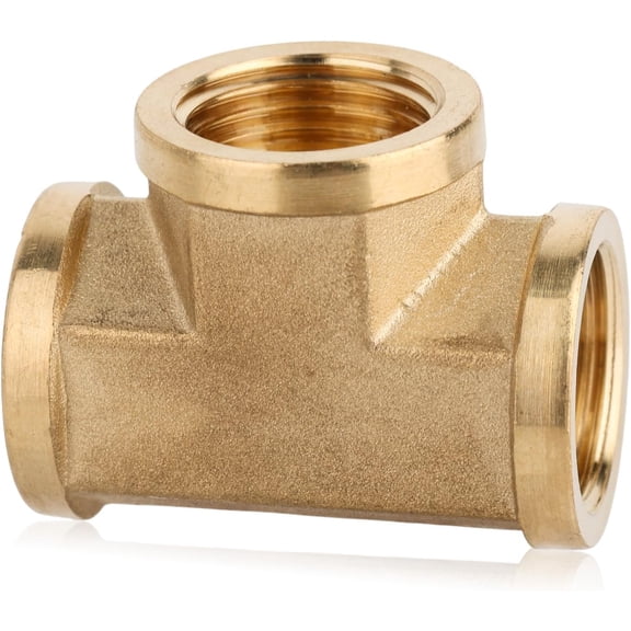 MKEUDQ-1/2" NPT Female Brass Tee Fitting, Heavy Duty Forged Brass Pipe Fitting 3-Way T Connector for Propane Gas Oil & Air Flow Systems