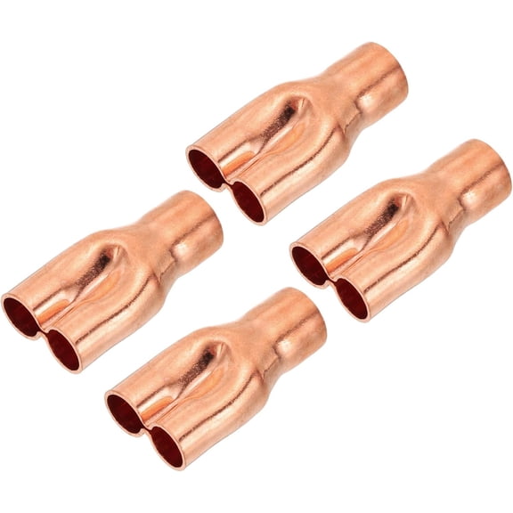 MKEUDQ-1/2" x 3/8" x 3/8" ID Tee Tee Y Type Copper Fitting, 4 Pcs Welding Joint Split Union Intersection for HVAC, Air Conditioning Refrigeration System