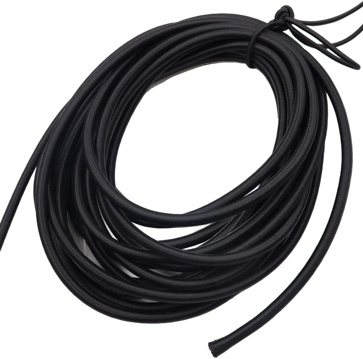 MKEUDQ-1/4" × 25 ft Elastic Shock Cord Bungee Ropes - Black Heavy Crafting Stretch String from 10 25 50 & 100 Foot Lengths
