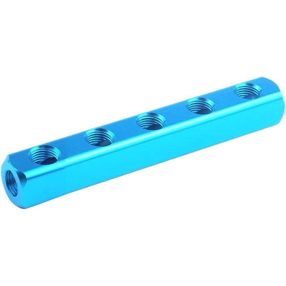 MKEUDQ-1/4" 5-Way 8 Ports Air Mainfold Aluminum Pneumatic Air Compressor Inline Splitter