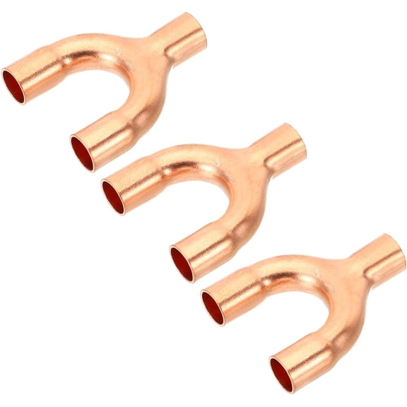 MKEUDQ-1/4 Inch ID Copper Fitting, 3 Pcs 3 Way Y Type 99.9% Pure Copper Pipe Fitting Welding Connection for HVAC Air Conditioning Plumbing Refrigeration Pipe