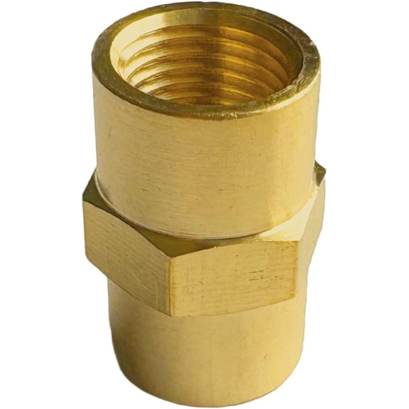MKEUDQ-1/8" Female Threaded Hex Nipple Brass Coupling Coupling NPT Pipe Fitting Pipe Adapter Straight Connectors for Air, Gas, Oil, Fuel, Propane Pack of 2
