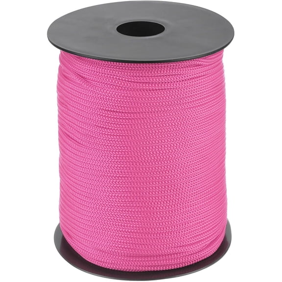 MKEUDQ-1/8 Inch Polypropylene Rope Braided Ropes, 328ft Nylon Rope Hollow Utility Cord for Clothesline, Camping, Hiking, Outdoor, Dark Pink