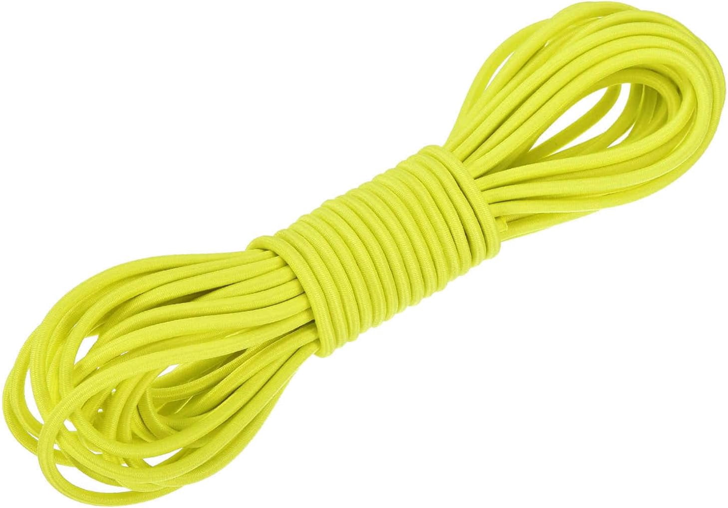 MKEUDQ-1/8 Inch Shock Cord, 25 Feet Fluorescent Yellow Bungee Cord Tent Pole Shock Cord Round Elastic Kayak Rope Stretch String Marine Grade Heavy Polyester for DIY Projects Tie Downs