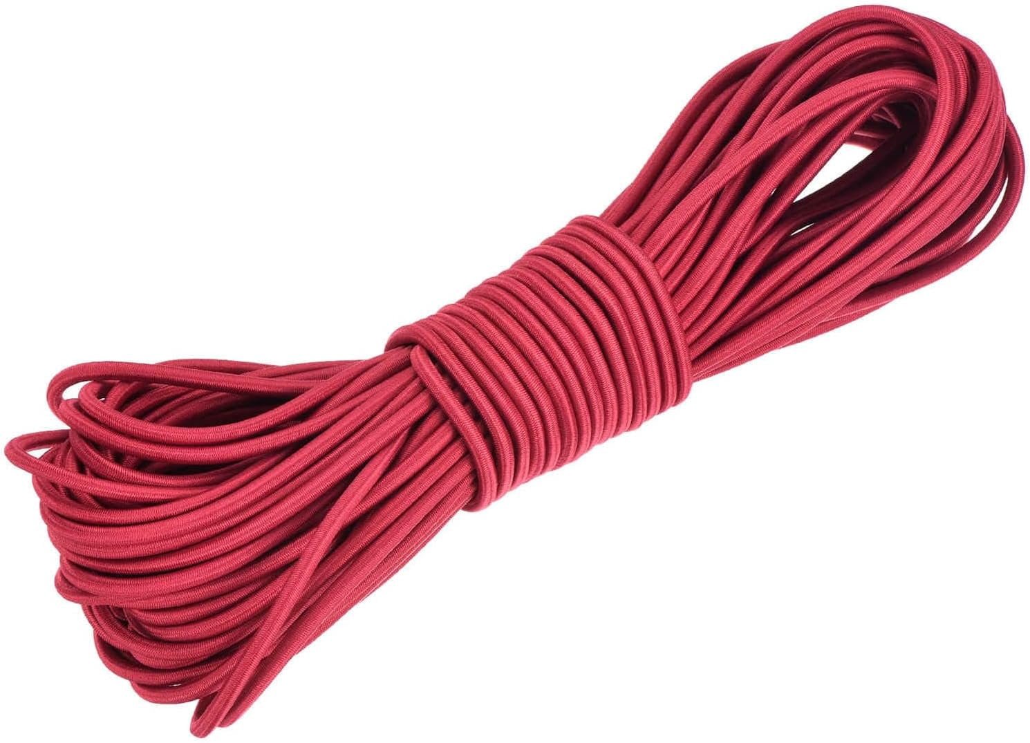 MKEUDQ-1/8 Inch Shock Cord, 50 Feet Red Bungee Cord Tent Pole Shock Cord Round Elastic Kayak Rope Stretch String Marine Grade Heavy Polyester for DIY Projects Tie Downs