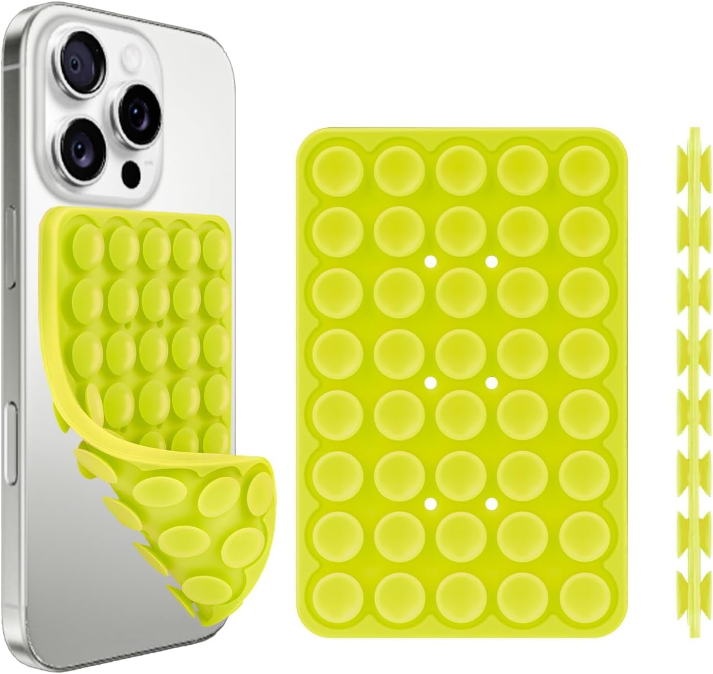 MKEUDQ-1 Pack Green Double Sided Silicone Suction Cup Phone Case Mount, Hands-Free Strong Grip Holder for Selfies and Videos, Compatible with iPhone and Android