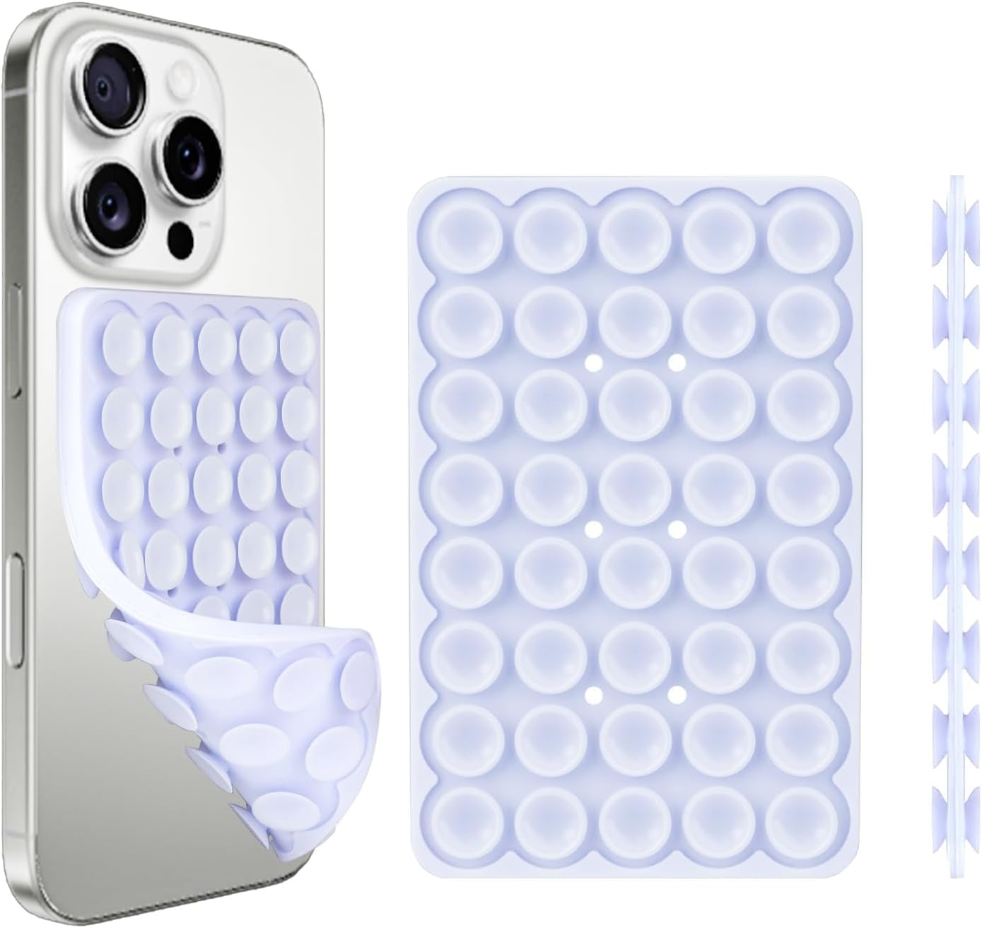 MKEUDQ-1 Pack Lavender Double Sided Silicone Suction Cup Phone Case Mount, Hands-Free Strong Grip Holder for Selfies and Videos, Compatible with iPhone and Android