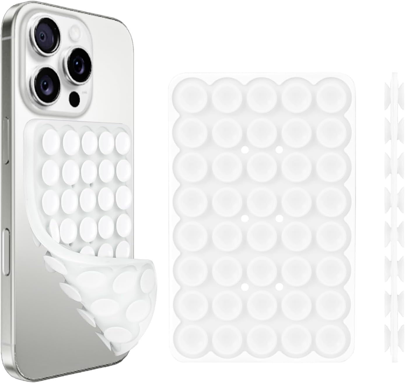 MKEUDQ-1 Pack Transparent Double Sided Silicone Suction Cup Phone Case Mount, Hands-Free Strong Grip Holder for Selfies and Videos, Silicon Phone Stand Sticky for iPhone and Android