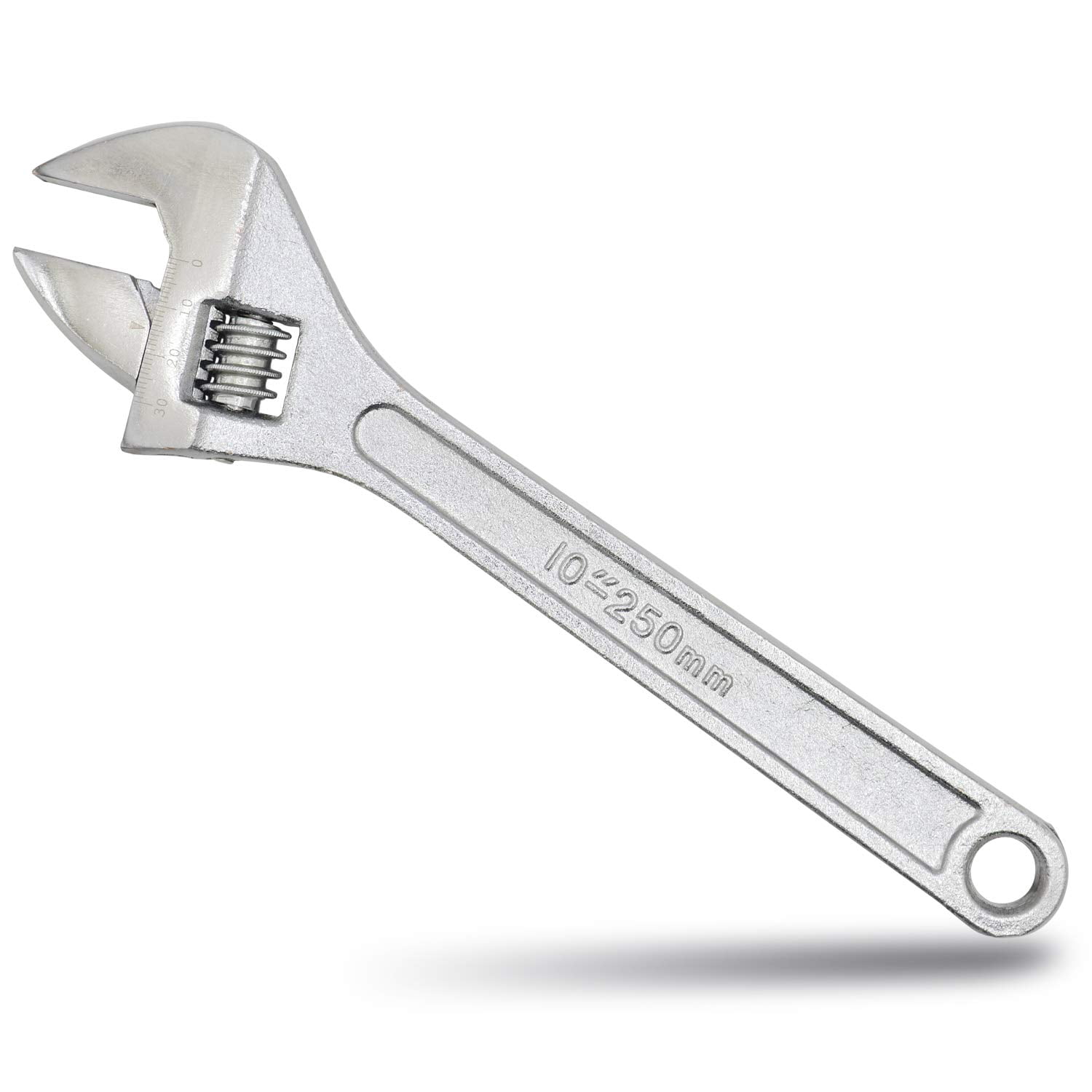 MKEUDQ-10 Inch Silver Adjustable Wrench, 30mm Wide Jaw Opening, Drop Forged Steel Heat Treated Chrome-plated, Professional Garage DIY Classic Proto Tools